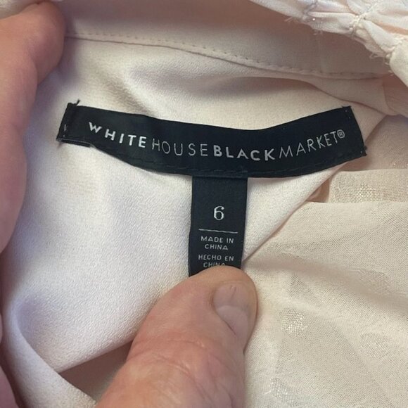 WHBM High Neck Top Womens 6 Coquette Smocked Romantic Swiss Dot Dainty Blouse - Picture 11 of 11